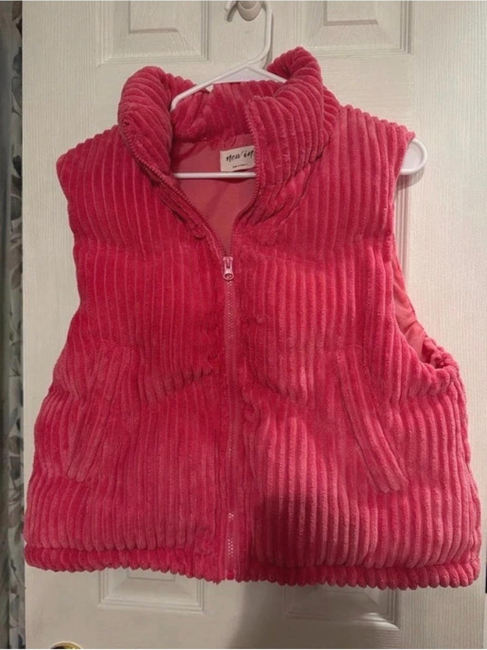 Women's Pink Corduroy Puffer Vest by No Brand Listed